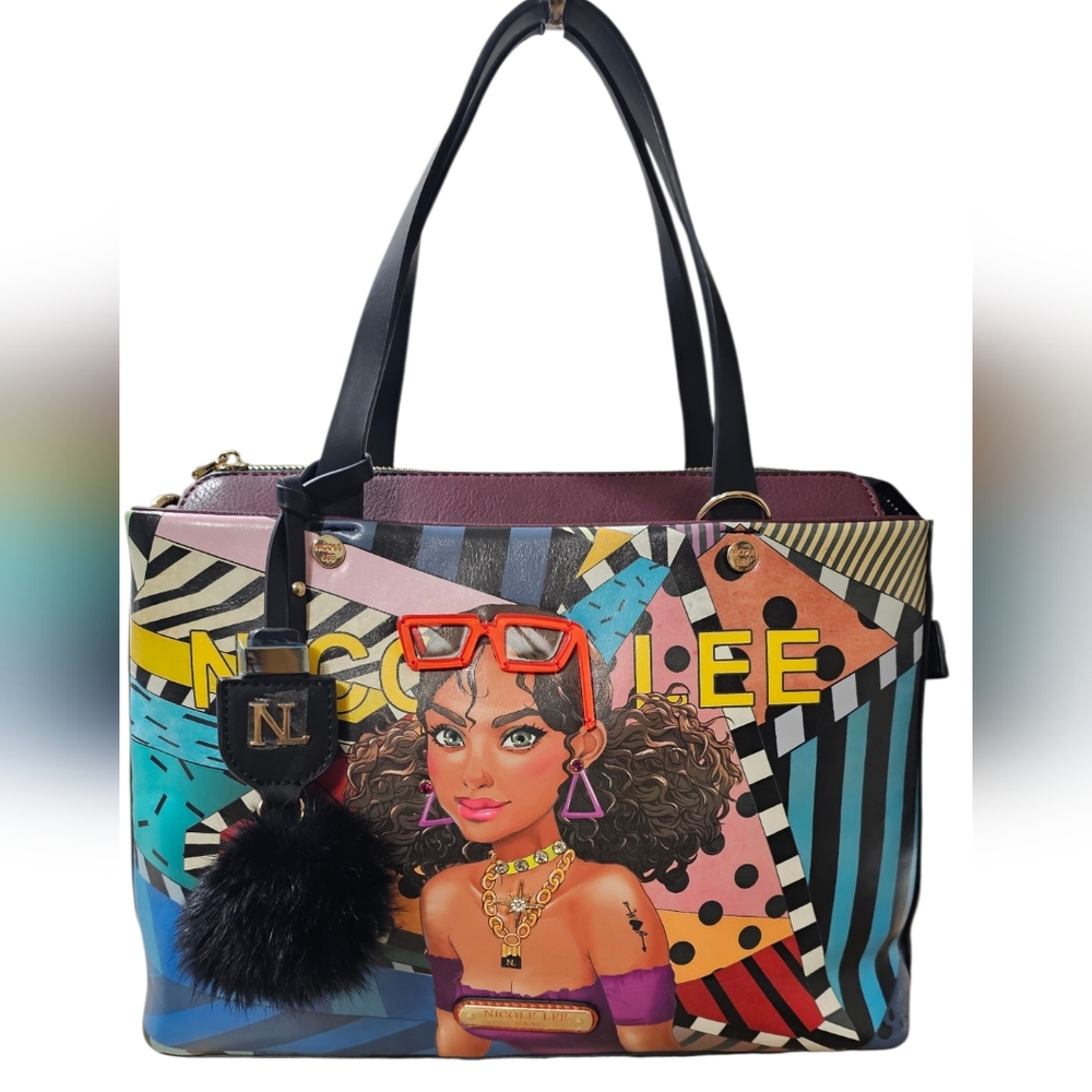 NICOLE LEE "Tiara Goes Dancing" Collection Graphic Tote w Crossbody Strap